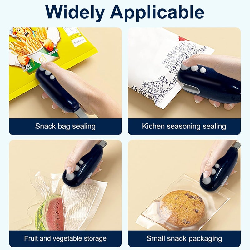 lipaux Mini Bag Sealer, 2 IN 1 Heat Sealer & Cutter, USB-C Rechargeable Portable Handheld Bag Sealer, Food Vacuum Storage Sealer for Chip Bags(Blue) - Image 4